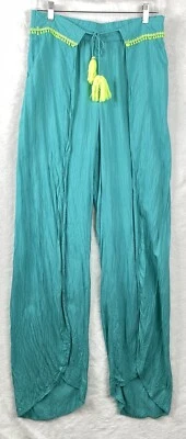 Pantalones Trina Turk para mujer pierna mediana ancha abertura rayón aguamarina salón playa encubrimiento Foto 1 de 4