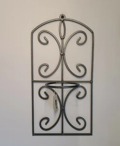 Metal Wrought Iron Wall Sconce for Glass Epergne, Cone Vase or Candle Holder   - Picture 1 of 2