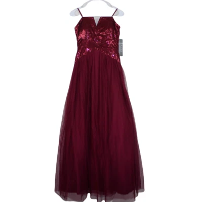 Trixxi Maroon Formal Sequin Tulle Strapless Gown Dress Prom Juniors Size 9 NWT - Image 1 of 4