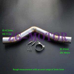 Motorcycle Exhaust Middle Pipe Link Pipe Slip On For Benelli TRK 502 TRK502 - Picture 1 of 6