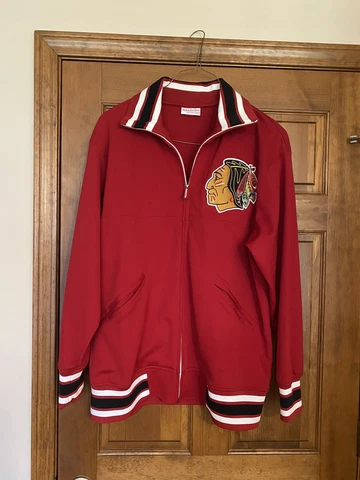 Chicago Blackhawks jacket Mitchell & Ness Hockey NHL Mens XL Extra large 48 Red Cover