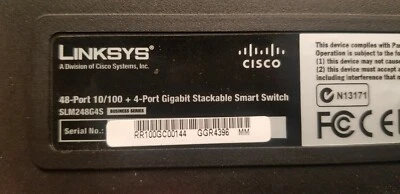 Linksys/Cisco  SLM-248G4S 48 Port 10/100 + 4 Port Gigabit Stackable Switch 2SFP - Image 1 of 4
