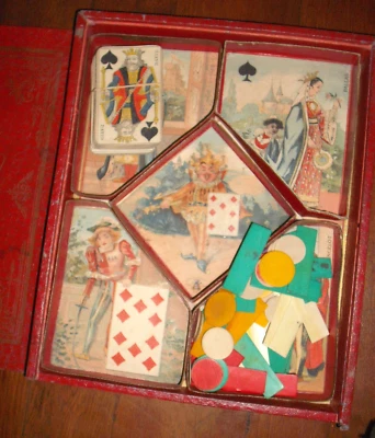 Ancien jeu de nain jaune + cartes et jetons en os SC France - Photo 1/4