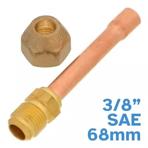3/8" SAE Access Valve Fitting w/ Nut 45 Degree Flare Connector Copper Tube Pipe - Picture 1 of 6