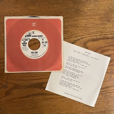NEIL YOUNG & GRAHAM NASH - WAR SONG, REPRISE, PROMO W/ INSERT, 1972, MINT ! - Image 1 of 4