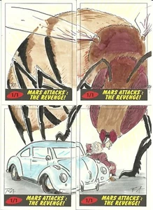 2017 Topps Mars Attacks The Revenge! - 4 Card Puzzle Sketch by RA Richardson - Picture 1 of 1