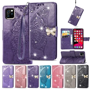 For iPhone 16E 15 12 11 14 16 Pro Max 7 Bling Leather Butterfly Flip Case Cover - Picture 1 of 81