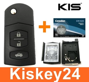 3Tasten Plegable Carcasa para Llaves Mazda 3 5 6 MX5 RX8 CX-5 CX-7 + Batería - Imagen 1 de 4