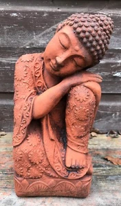 Lotus Buddha statue stone home or garden ornament frost proof 28cm/11" H - Picture 1 of 16