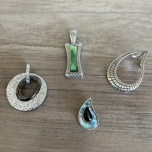 Lia Sophia Pendants Lot Of 4 Silver Tone No Chains Classy Jewelry Party - Picture 1 of 10