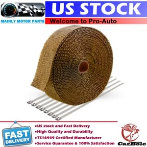 2"x 16Feet Motorcycle Exhaust Header Pipe Tape Fiberglass Heat Wrap Roll +5 Ties - Picture 1 of 15