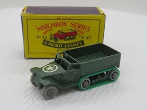 1958 Moko Matchbox #49 Army Half Track MK III M3 portaaviones de personal con original Caja - Imagen 1 de 11