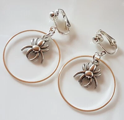 OHRCLIPS CLIPS CREOLEN VERSILBERT GOTHIC SPINNEN - Bild 1 von 2