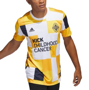 Adidas MLS Men's Vancouver Whitecaps FC Kick Childhood Cancer Pre-Match Jersey - Picture 1 of 11