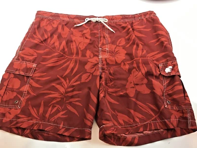 Мужские плавательные шорты Caribbean Joe размер XL с красным цветочным узором и тропическим внутренним швом 7,5 дюйма с подкладкой - Изображение 1 из 4