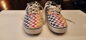 VANS Off The Wall Rainbow Checkerboard Checked Sneakers Missy Size 5 Skater - Picture 1 of 7