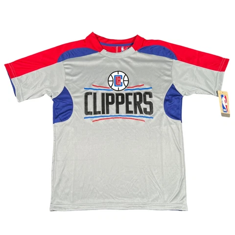 Los Angeles Clippers Shirt Boys Medium Performance Grey Majestic NBA Cover