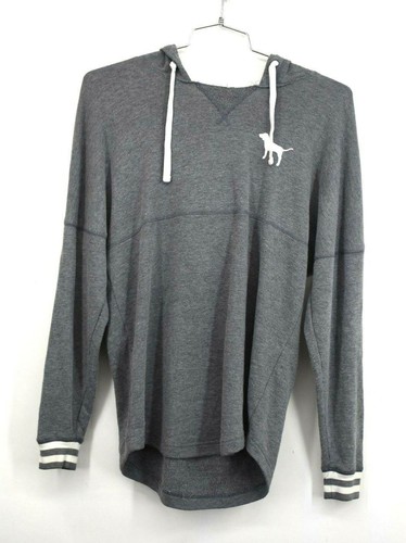 UNDERCOVER Felpa con cappuccio rosa Victorias Secret grigia orlo curvo cotone grafica taglia small