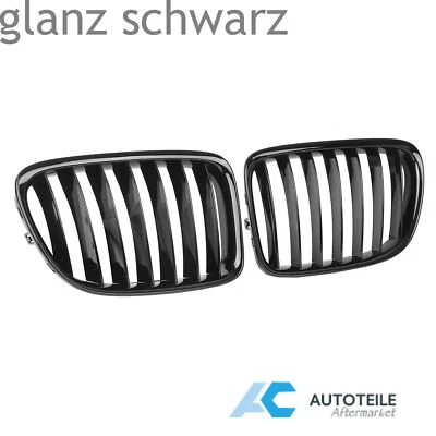 Kühlergrill Sport Grill Nieren für BMW X1 E84 09-15 glanz schwarz Einzelsteg - Bild 1 von 4