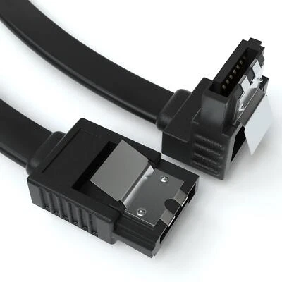 0,5m SATA-3 Kabel Schwarz S-ATA 6 Gb/s High Speed SSD HDD 90° Winkel Datenkabel - Bild 1 von 4