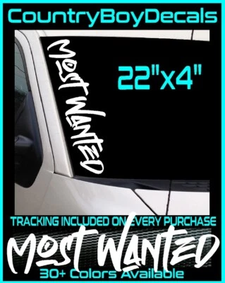 MOST WANTED 22" Vinyl Decal Sticker Diesel Truck JDM Car Euro Turbo Boost Hated - Image 1 of 3