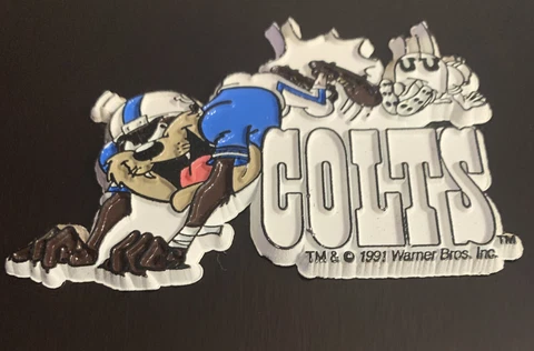 TAZ INDIANAPOLIS COLTS LOONEY TUNES Vintage NFL Football FRIDGE MAGNET  MANNING Cover