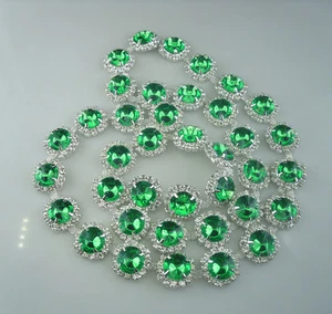 fashion Applique round 14x14mm resin glass crystal rhinestone silver claw chain - Picture 1 of 29