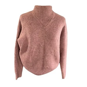 Madewell Damen Gr. S Dillon Wolle Alpaka Mischung Mockneck Pullover Sweater Mauve - Bild 1 von 6