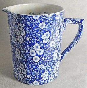 Pitcher vintage Crownford Calico blu Chintz 48 oz Staffordshire Made in England - Foto 1 di 6