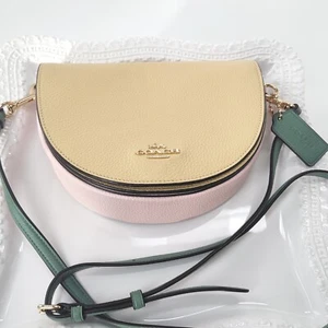 Bolso Coach Colorblock ELLEN Pequeño Cartera de Cuero Rosa Amarillo Verde Correa C2857 - Imagen 1 de 17