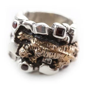 Anello Tiger On The Rock in argento sterling e bronzo - Foto 1 di 3