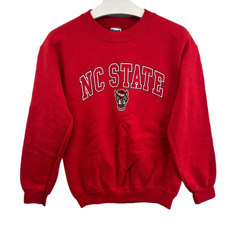 Vintage NC State Wolfpack Arch Spellout Pullover SweaterSz Small Crewneck Red Cover