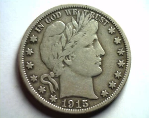 1915-D BARBER HALF DOLLAR VERY FINE VF NICE ORIGINAL COIN BOBS COINS FAST SHIP - Picture 1 of 2