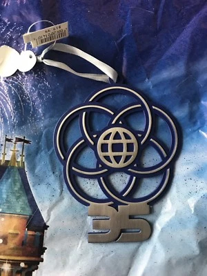 Disney Parks WDW Epcot Center 35 Aniversario Metal Adorno de Navidad Nuevo Foto 1 de 2