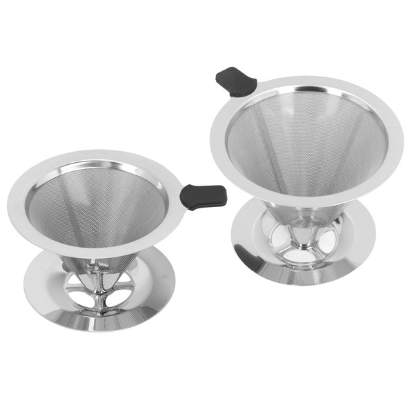 1x Portable 304 Stainless Steel Drip Dripper Double Layer Mesh Coffee Cone AU Photo Related