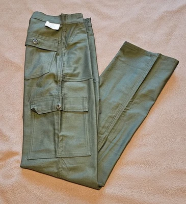 Vintage 1980s Olive Military Style Cotton FATIGUE PANTS - 6 Pkt. - 26x36 NOS - Image 1 of 4