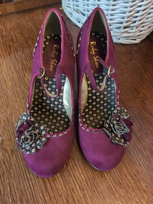Ruby Shoo Size 7 Strappy Purple With Flower And Contrasting Trim - Image 1 of 4