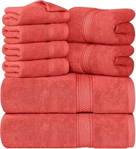 Towel Set 600 GSM 8Pc - 2 Bath Towels 2 Hand Towels 4 Washcloths Utopia Towels _ - Picture 1 of 45