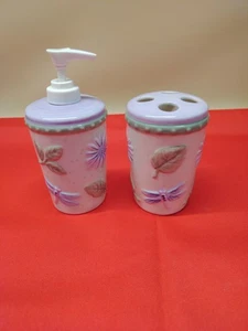 PORZELLAN LIBELLENMUSTER ZAHNBÜRSTENHALTER und Seifenspender LIEBLINGSDINGE - Bild 1 von 9