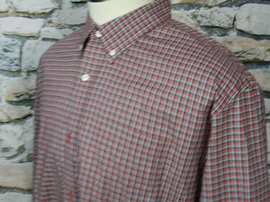 Camisa L L BEAN Para Hombres Tradicional Roja Azul Cuadros Cuello Abotonado Todo Algodón XL - Imagen 1 de 8
