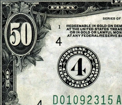 HGR DOMINGO 1928 $50 FRN ((Numérico#4)) MUY ALTA CALIDAD Foto 1 de 3