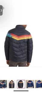 Marine Layer Archive Zurich Puffer Coat Jacket Mens Multicolor Stripe Full Zip L - Picture 1 of 11