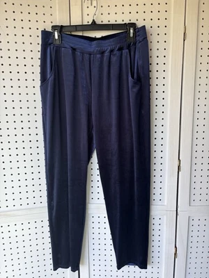 Pantalones informales Three Dots para mujer pequeños de terciopelo azul marino salón Foto 1 de 4