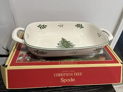 Spode Christmas Tree Holiday 14" Double Handle BREAD BASKET . - Image 1 of 3