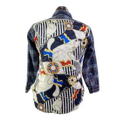 Pendleton Wool Plaid Button Down Shirt W/ Quilted Silk Nautical Back Medium - Image 1 of 4