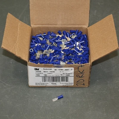 (1000) 3M Male Disconnect MVU14-250DMK, 600V, 16 to 14 AWG Wire, Blue, Crimp - Image 1 of 4