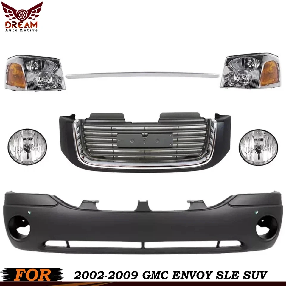 Front Bumper Cover and Grille Assembly Chrome For 2002-2009 GMC Envoy SLE SUV Foto 1 de 4
