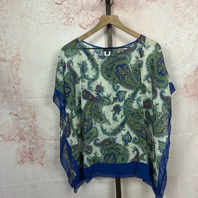 TALBOTS Paisley Seda Poncho Top Talla S M Boho Artístico Resort Bufanda Estampado Blusa Foto 1 de 4