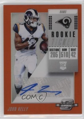 2018 Panini Contenders Optic Ticket Orange Prizm /49 John Kelly Rookie Auto RC - Image 1 of 2