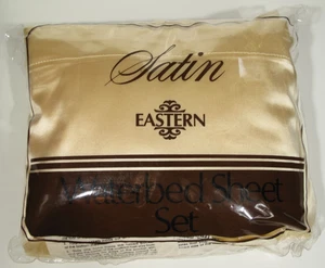 VtG NOB EASTERN Queen Waterbed Sheet Set Satin Vanilla Cream Ivory Bedding 1990s - Picture 1 of 11